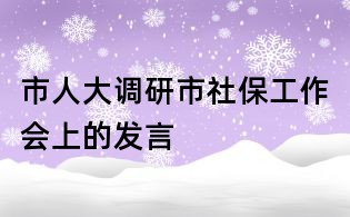 市人大调研市社保工作会上的发言