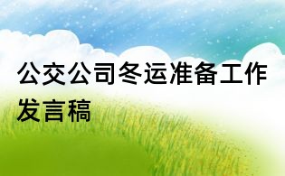公交公司冬运准备工作发言稿