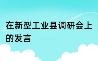 在新型工业县调研会上的发言