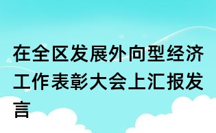 在全区发展外向型经济工作表彰大会上汇报发言