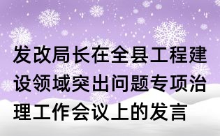 发改局长在全县工程建设领域突出问题专项治理工作会议上的发言