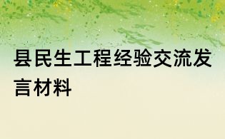 县民生工程经验交流发言材料