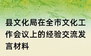 县文化局在全市文化工作会议上的经验交流发言材料