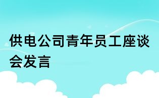 供电公司青年员工座谈会发言