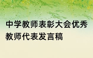 中学教师表彰大会优秀教师代表发言稿