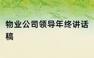 物业公司领导年终讲话稿