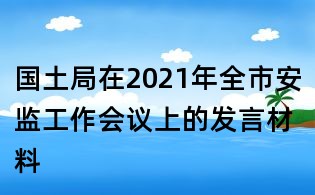国土局在2021年全市安监工作会议上的发言材料