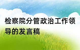 检察院分管政治工作领导的发言稿