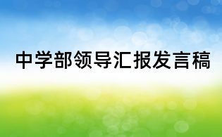 中学部领导汇报发言稿