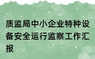 质监局中小企业特种设备安全运行监察工作汇报