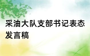 采油大队支部书记表态发言稿