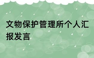 文物保护管理所个人汇报发言