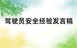 驾驶员安全经验发言稿
