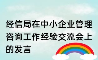 经信局在中小企业管理咨询工作经验交流会上的发言