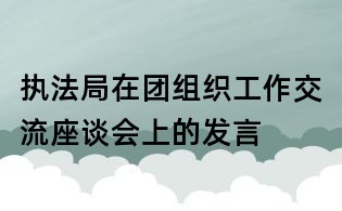执法局在团组织工作交流座谈会上的发言