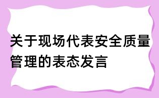 关于现场代表安全质量管理的表态发言