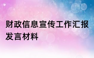 财政信息宣传工作汇报发言材料