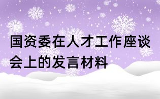国资委在人才工作座谈会上的发言材料