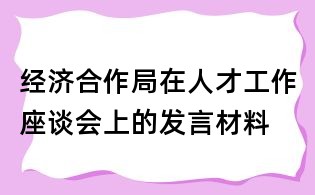 经济合作局在人才工作座谈会上的发言材料