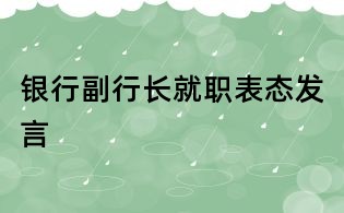 银行副行长就职表态发言