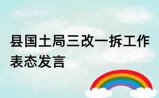 县国土局三改一拆工作表态发言