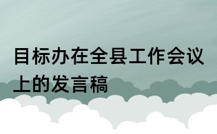 目标办在全县工作会议上的发言稿
