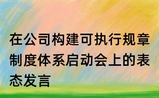 在公司构建可执行规章制度体系启动会上的表态发言