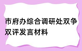 市府办综合调研处双争双评发言材料