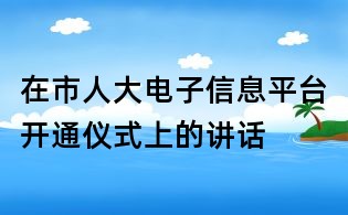 在市人大电子信息平台开通仪式上的讲话