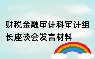 财税金融审计科审计组长座谈会发言材料