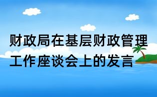 财政局在基层财政管理工作座谈会上的发言