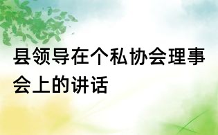 县领导在个私协会理事会上的讲话