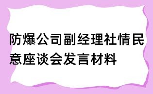 防爆公司副经理社情民意座谈会发言材料