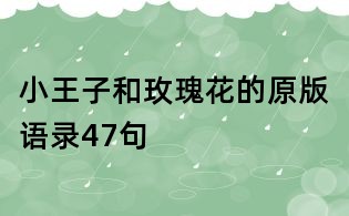 小王子和玫瑰花的原版语录47句