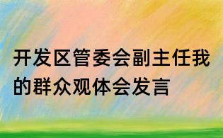 开发区管委会副主任我的群众观体会发言