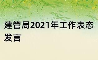 建管局2021年工作表态发言