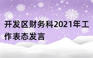 开发区财务科2021年工作表态发言