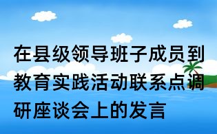 在县级领导班子成员到教育实践活动联系点调研座谈会上的发言