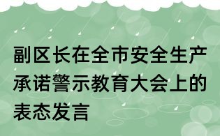 副区长在全市安全生产承诺警示教育大会上的表态发言