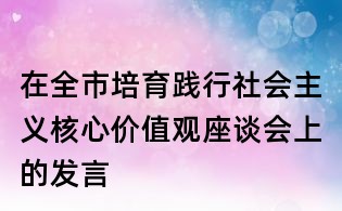 在全市培育践行社会主义核心价值观座谈会上的发言