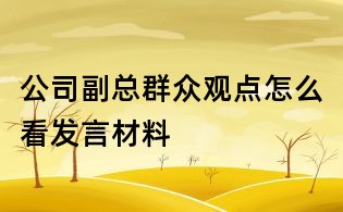 公司副总群众观点怎么看发言材料