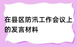 在县区防汛工作会议上的发言材料