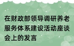 在财政部领导调研养老服务体系建设活动座谈会上的发言