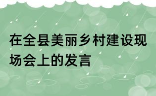 在全县美丽乡村建设现场会上的发言