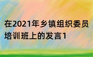 在2021年乡镇组织委员培训班上的发言1