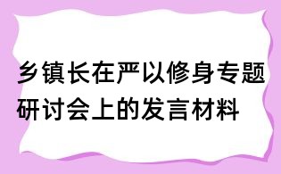 乡镇长在严以修身专题研讨会上的发言材料