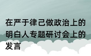 在严于律己做政治上的明白人专题研讨会上的发言