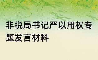 非税局书记严以用权专题发言材料