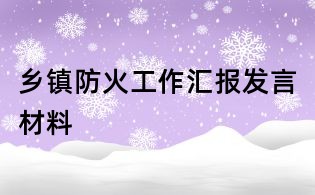 乡镇防火工作汇报发言材料