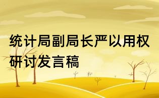 统计局副局长严以用权研讨发言稿